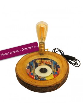 MASA LAMBASI - AHŞAP NAZARLIKLI - Anahtarlı